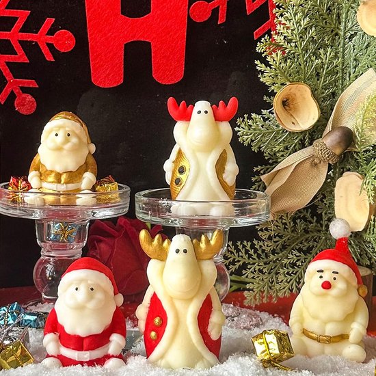 2 stuks 3D-siliconen vormen, kaarsvorm, gipsvorm, kaarsvorm, siliconen kaarsen zelf maken, kaarsen, vormen, doe-het-zelf, Kerstmis, ouderen, man, modeleland, siliconen vorm (grote kerstman + hert) — afbeelding 3