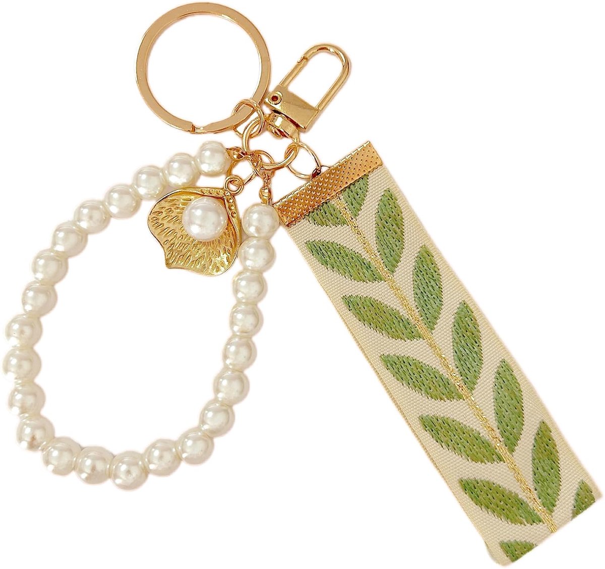 Sleutelhanger sleutelband kort met sleutelring voor vrouw elegante sleutelhanger esthetisch (roze)