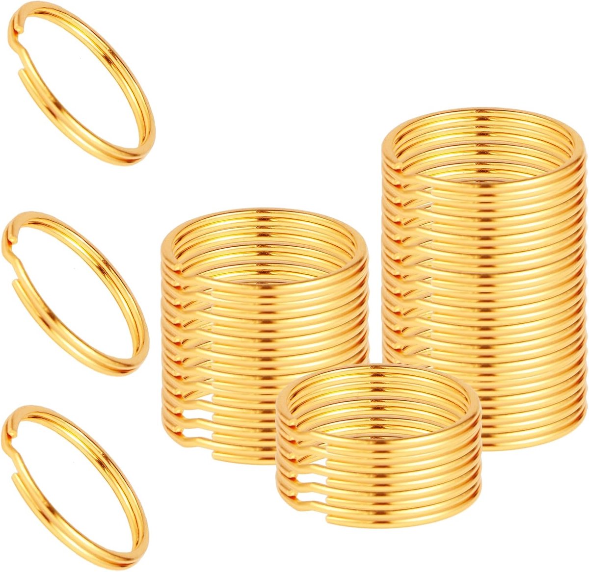 100 stuks sleutelhangers 25 mm diameter sleutelring ringen goud | Sleutelhanger ringen voor het organiseren van huissleutels en doe-het-zelf sleutelhangers, goud