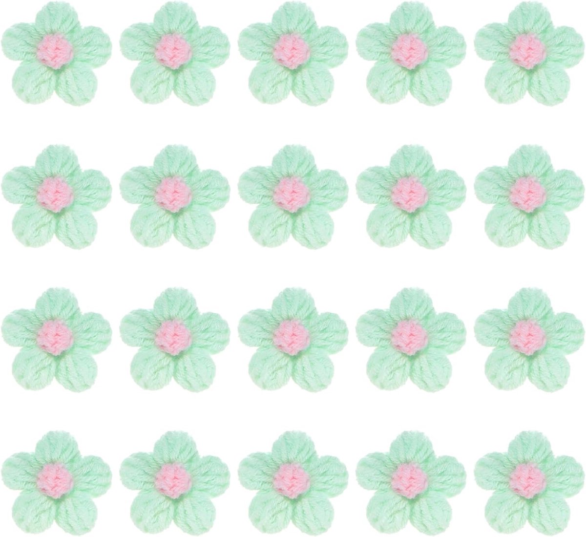 Set van 20 bloemen, naai-patches van 1,6 inch, handgemaakte, mooie gehaakte bloemen, gehaakte bloemen, doe-het-zelf applicaties, versieringen voor doe-het-zelf kleding/hoeden/haar/tassen