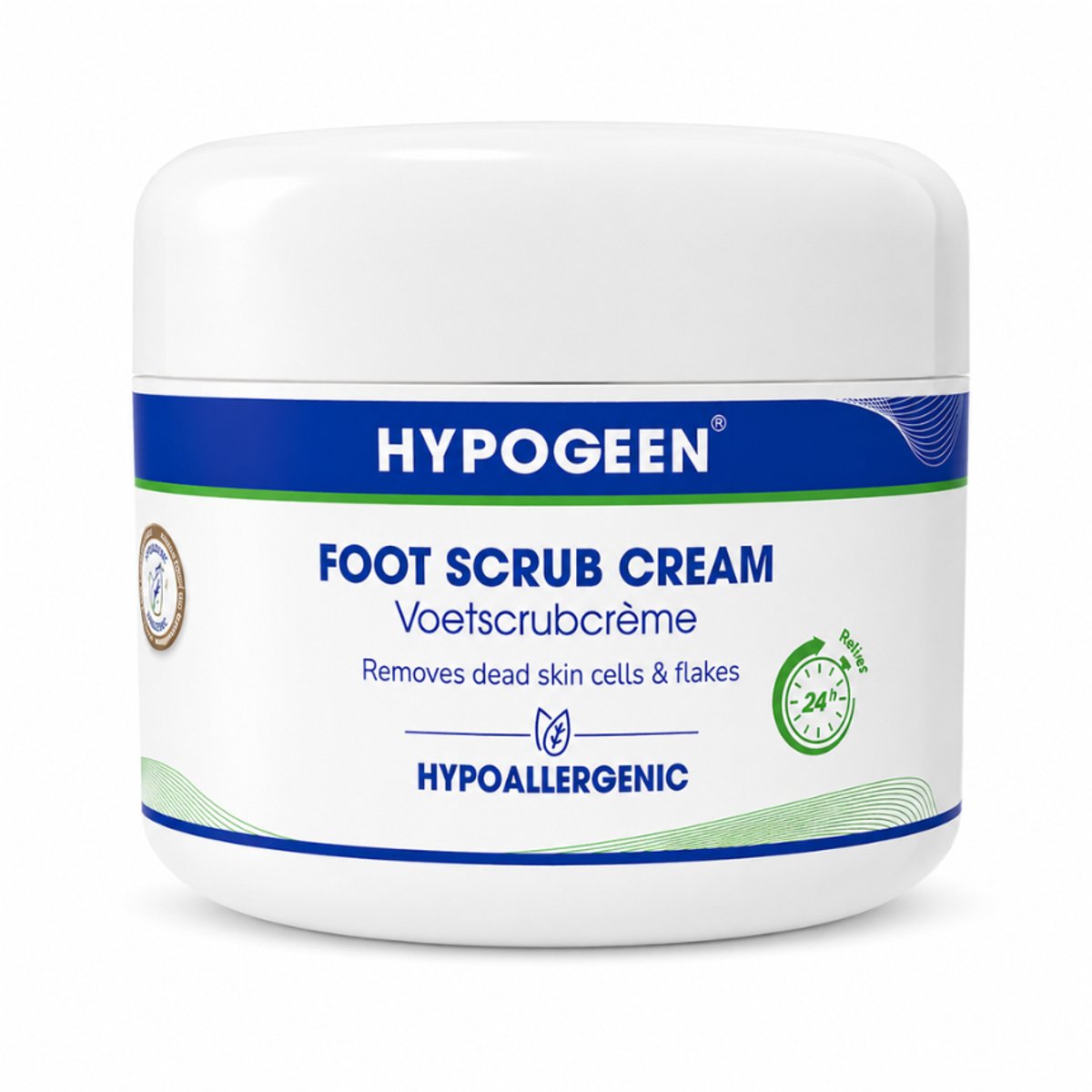 Hypogeen Voetscrubcrème – 5% Ureum – Met Ceramiden & Ectoine – Hypoallergeen – Natuurlijke Scrubkorrel – Parfumvrij - Voetencreme - Eeltverwijderaars - Eeltcrème – 200 ml Pot
