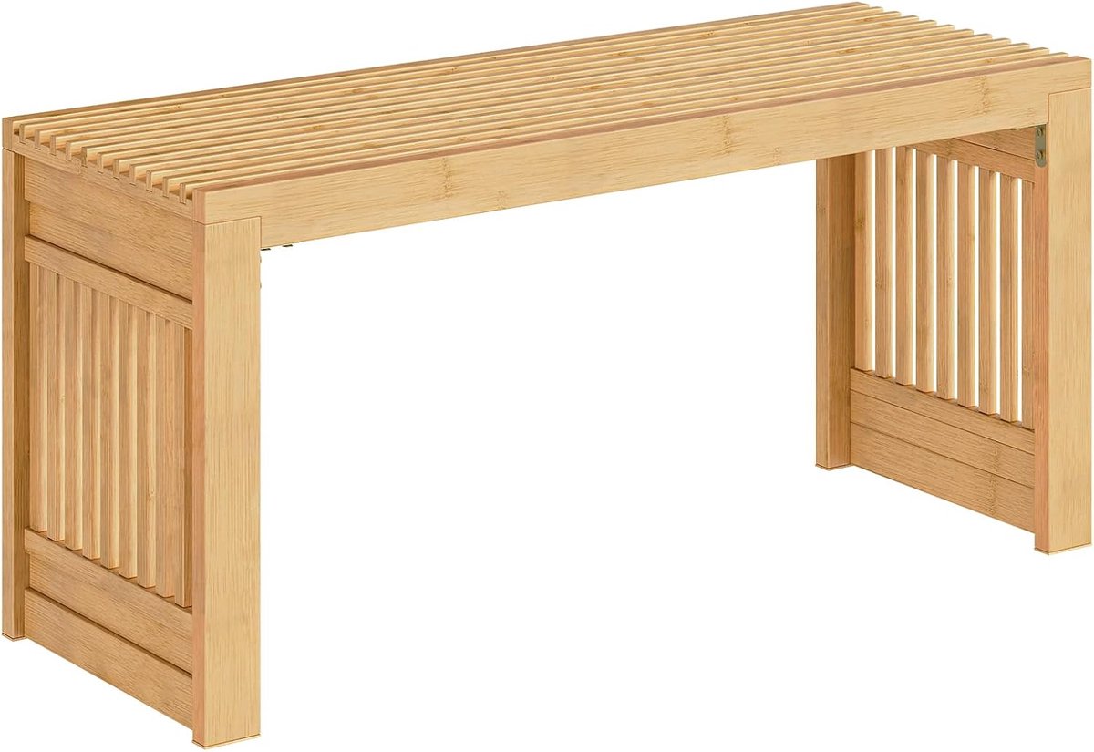 Bamboe Bank, 90 cm Lange Eetbank, voor 2 Personen, Eetbank, Keukentafelbank, Halbank, Schoenenbank, voor Eetkamer, Hal, Slaapkamer, Naturel EYL16CD01