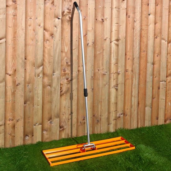 Nivellering Hark Grond Leveler 100 cm - Verstelbaar Handvat 1.20-1.90 m Tuin Gazon Golf Zand Gras Golfbaan Achtertuin Bodemnivellering Nivelleren - Oranje — afbeelding 2