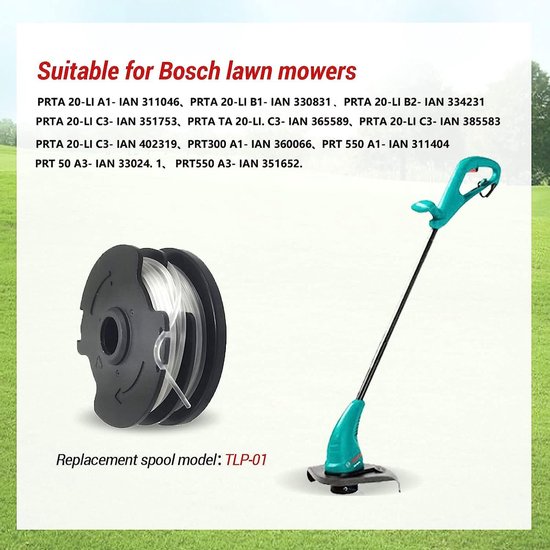 Spoelen voor LIDL Parkside, nylondraden, reservespoel voor LIDL Parkside trimmer PRTA 20-Li A1, B2, C3; PRT 550 A1, A3; PRT 300 A1 - 2 x 4 m 1,6 mm — afbeelding 4