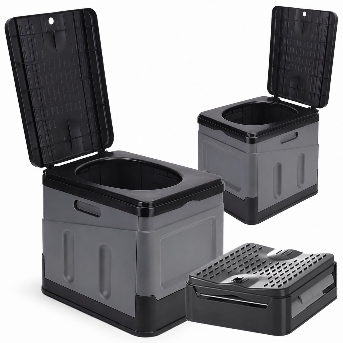 Draagbaar Campingtoilet – Opvouwbaar Mobiel Toilet – 27 Liter – Toilet, Kruk & Opbergbox – Voor Camping, Camper, Caravan & Outdoor
