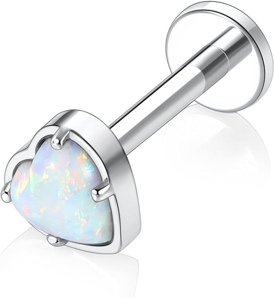 Studs lipringen G23 titanium monroe-piercing lippiercing sieraden intern schroefdraad helix tragus kraakbeen conch oorbellen dames meisjes piercing sieraden zirkonia opaal — afbeelding 4
