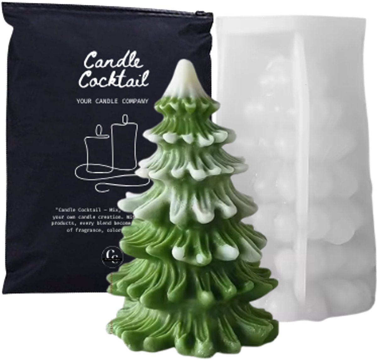 Puffy Kerstboom Siliconen Mal #346 | 11 x 15 cm | Candle Cocktail® | 3D Gietmal | Kaarsenmal | Kaarsen Maken | Chocolade Mal | Zeepmal | Resin & Epoxy | Gips & Jesmonite | Flexibel | Herbruikbaar | Makkelijk Lossen | Inclusief Dustbag | DIY