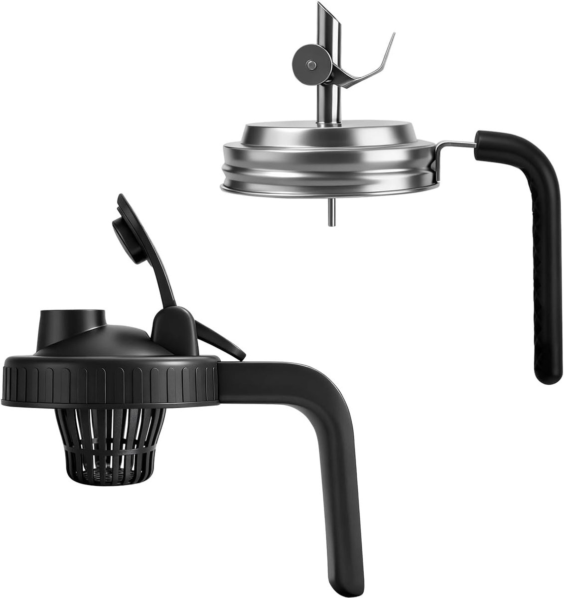 Deksel met schenktuit voor Wijdmondse Mason Jars, Flip-Tip deksel met handvat - luchtdicht & lekvrij voor dranken, saladesauzen & voedselopslag (2 stuks)