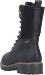 Zwarte Rieker veterboot van leer met rits, veters en suède accenten.