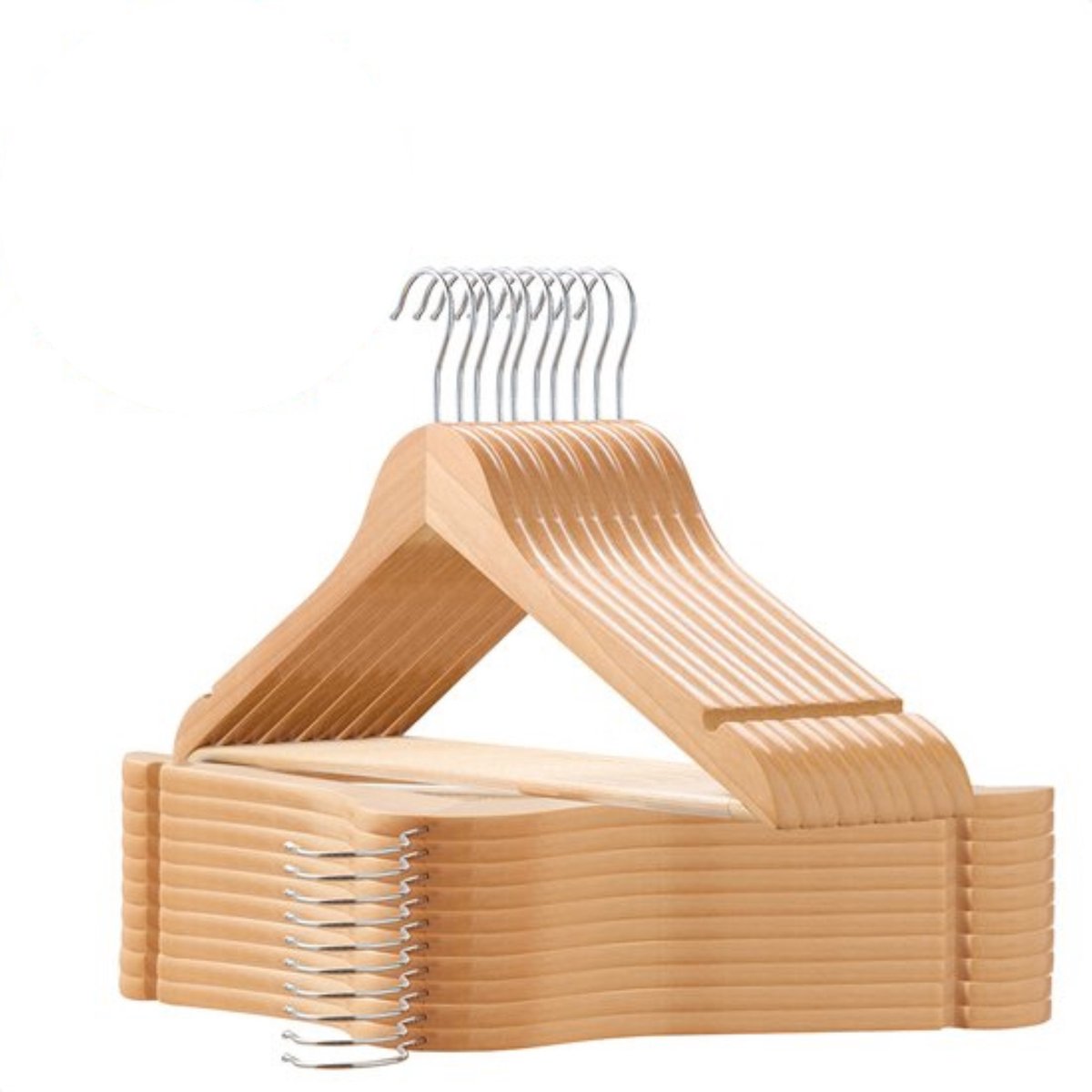 Artizo kleerhangers - kleding - broek - 30 stuks - houtkleur - 100% FSC-Gekeurd Duurzaam Hout - Anti Slip - 43 x 21 cm