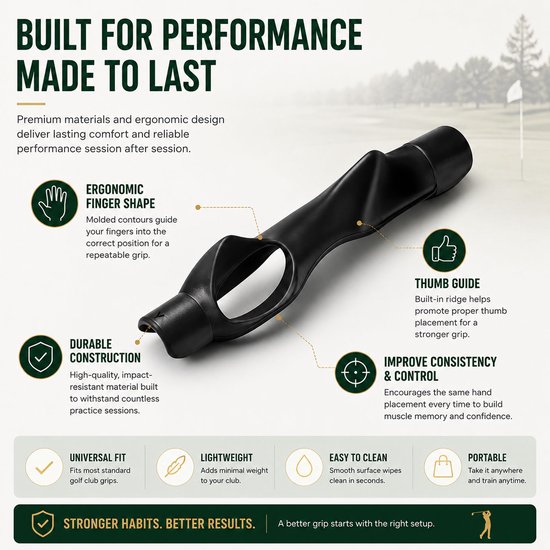Golf Grip Trainer - Handpositie Corrector - Voorgevormde Trainingsgreep - Golf Trainingshulp voor Grip en Swing - Eenvoudig te Gebruiken - Zwart van GOLF — afbeelding 2