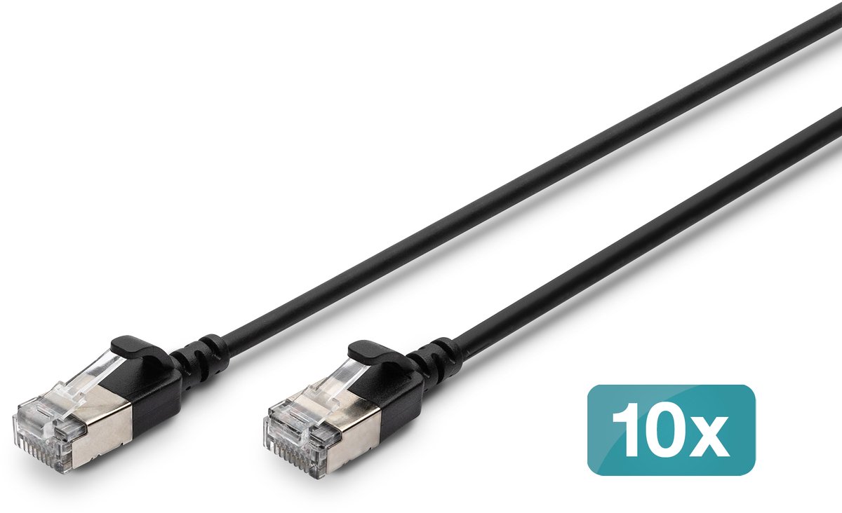 Digitus DK-1632-A-003S-BL-10 netwerkkabel Zwart 0,3 m Cat6a F/FTP (FFTP) Rond