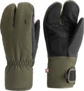 Olijfgroene BBB winterwanten met gespleten vingers, antislip-handpalm en Primaloft-label.