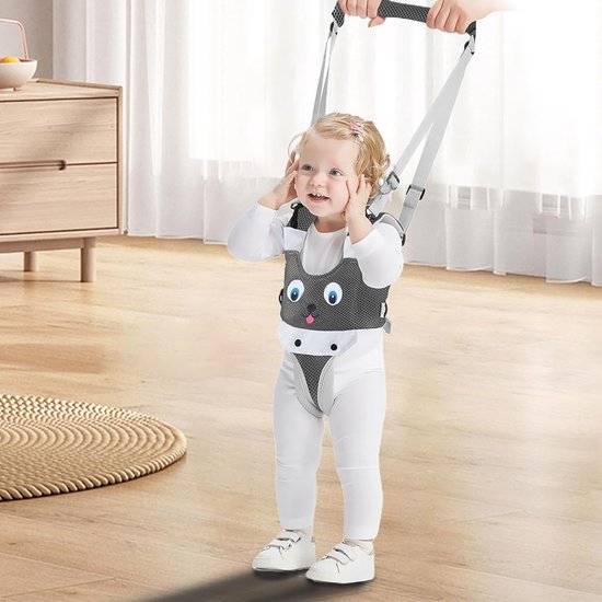 Baby Loophulp - Baby Walker Assistant - Baby Looptrainer - Leren Lopen - Baby Walker - Leren Lopen Assistent - Veilig Loopwagen Tuigje - Baby Assistent - Loopstoel Babywalker - Voor Peuters 9-24 Maanden - Verstelbaar - Grijs — afbeelding 2