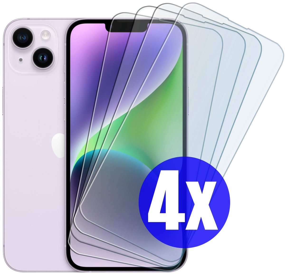 Screenprotector geschikt voor iPhone 14 Plus - Gehard Glas - Tempered Glass Armor Screen Cover - 4 Stuks