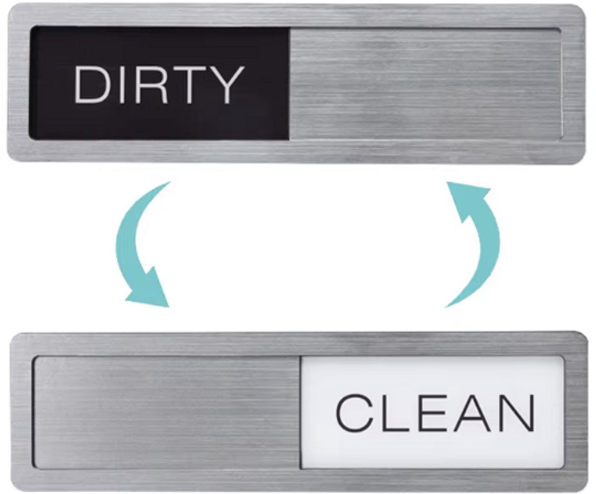 Vaatwassermagneet - Vieze of schone vaat magneet - Dirty of clean - Zwart/Wit - 17CM - Praktische magneet - Keukenhulp - CHPN