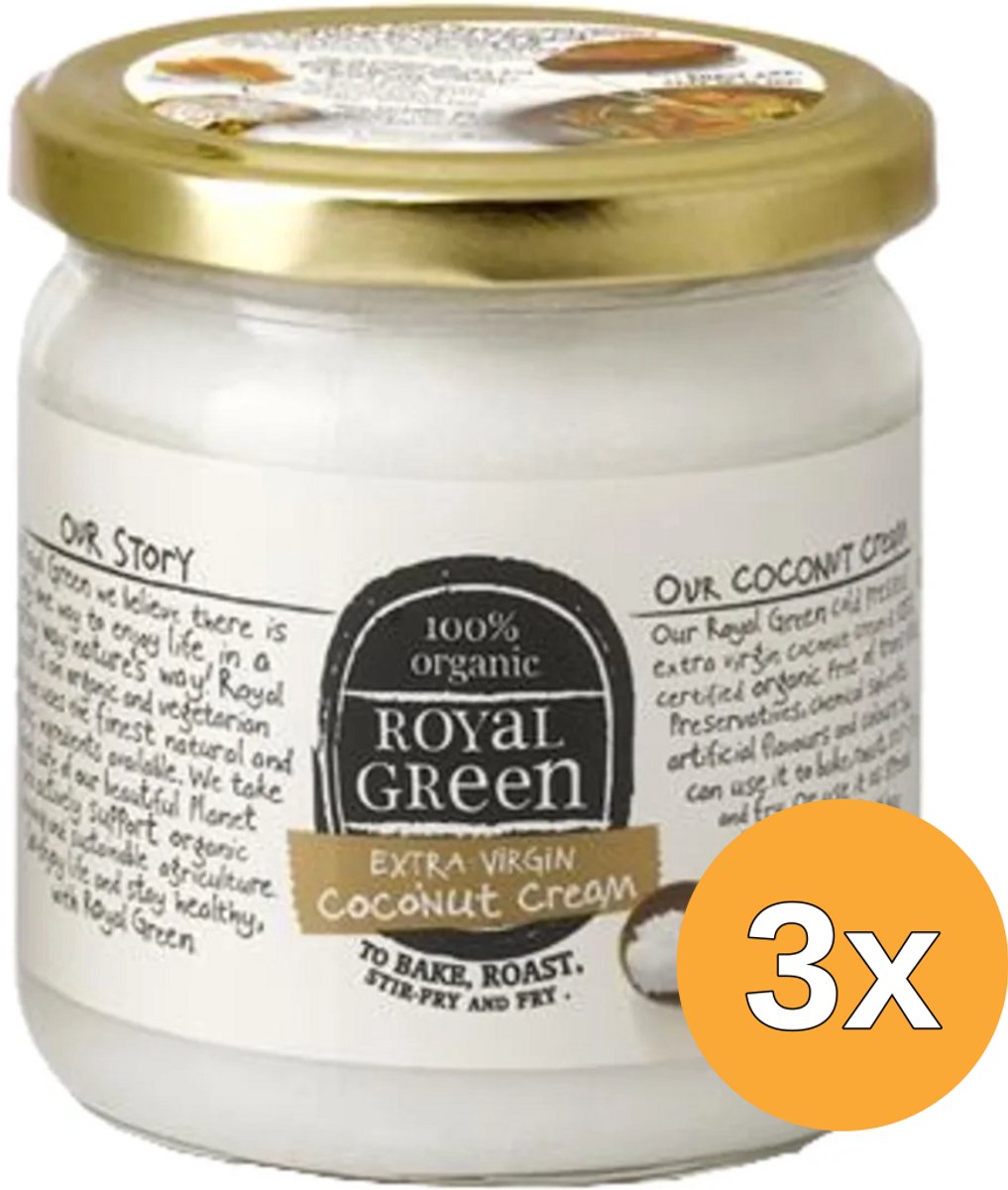 3x Royal Green Kokos Cooking Oil Extra Virgin Bio (325 ml)