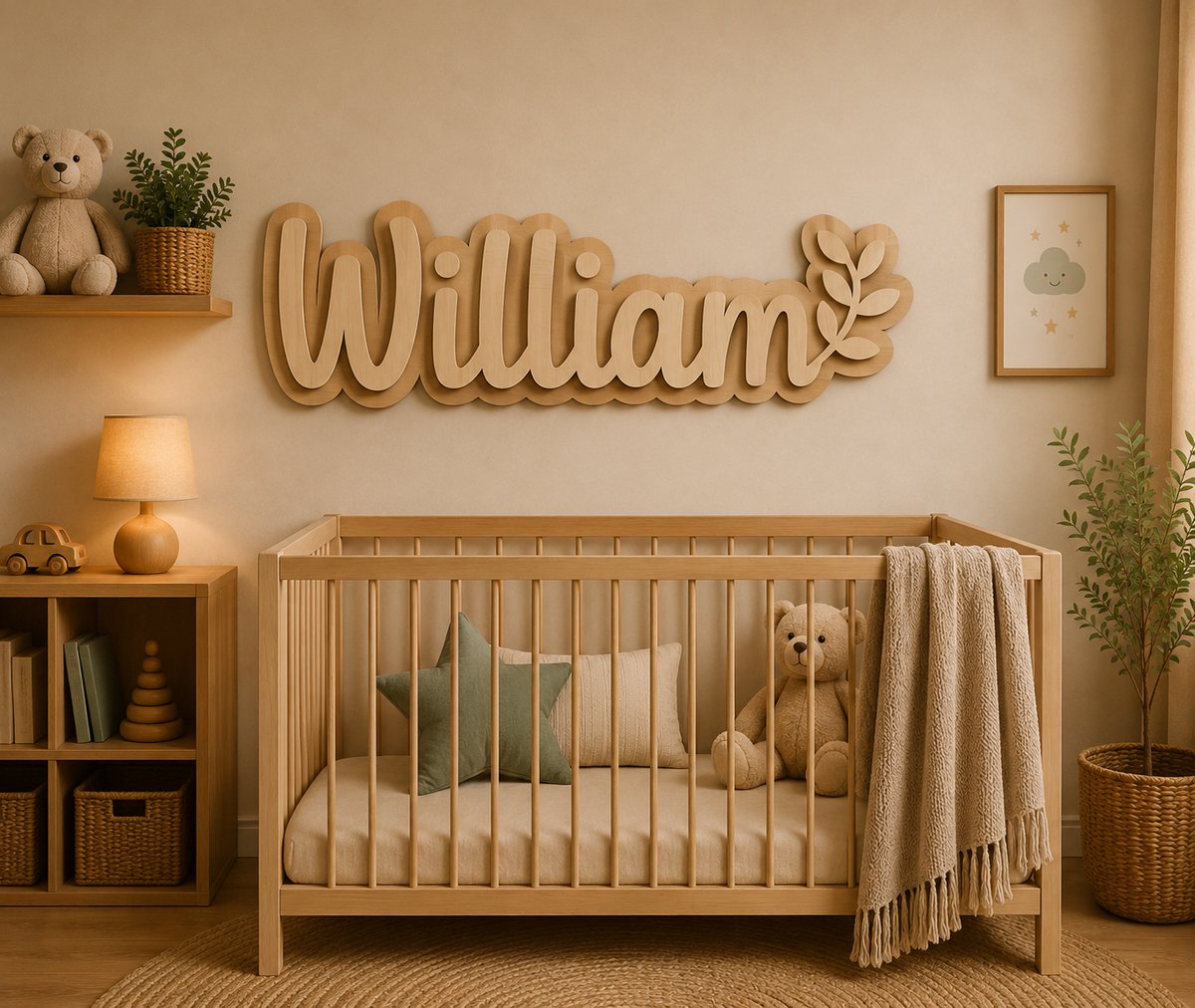 Gepersonaliseerde Houten Naam Wanddecoratie Kinderkamer – 3D Houten Naamplaat op Maat – Dubbele Laag – 5 mm Hout per Laag – Totale Dikte 10 mm – Naamdecoratie voor Babykamer en Kinderkamer – Natuurlijke Houtkleur – Persoonlijk Cadeau