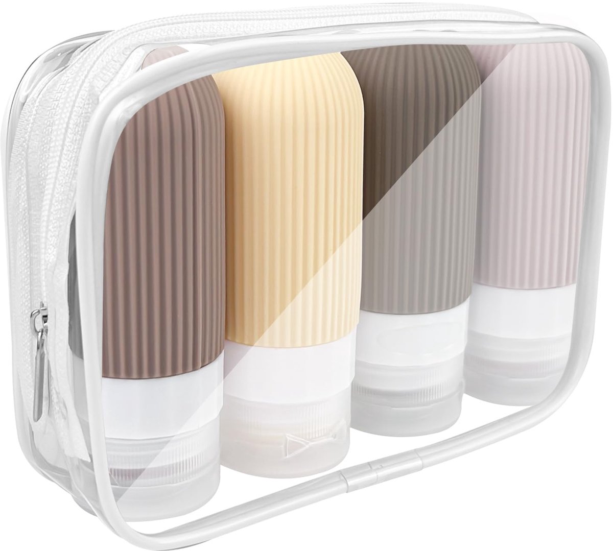 4-delige Siliconen Reisflesjes Set 100 ml - Lekvrije Hervulbare Reiscontainers voor Shampoo, Conditioner, Lotion & Douchegel - Vliegtuigvriendelijke Reisaccessoires voor Handbagage & Vakantie