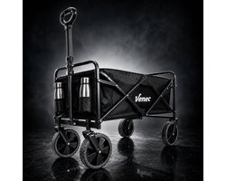 Venec Opvouwbare Bolderkar – Lichtgewicht en Robuust – Max. Draagvermogen 150 kg – Compact Ontwerp 87 x 54 x 76 cm – Verstelbare Stang – Massieve Banden – Inclusief Bidonhouder – Zwart