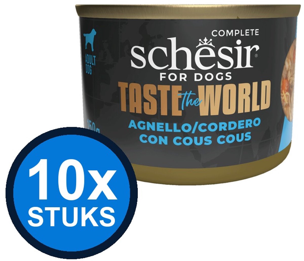 10x Schesir - Taste The World - Hondenvoer - Natvoer in blik - Lam Couscous - 150g