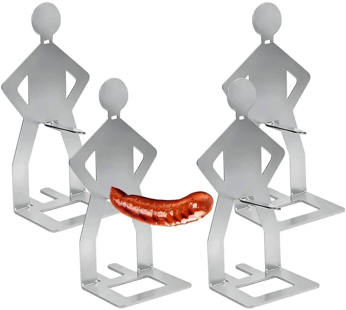 SolidKeus - Roestvrijstalen Grillworsthouders, Set van 4