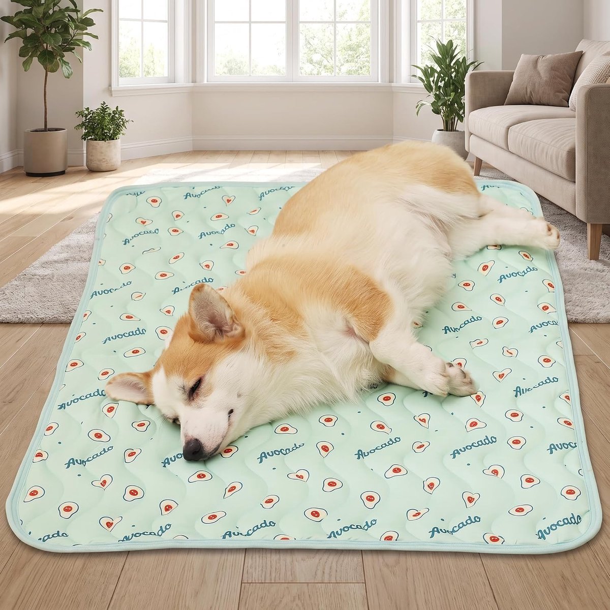 KZQ Zelfkoelende Mat voor Honden en Katten, 70x55 cm, Opvouwbaar met Fruitprint, Wasbaar, voor Vloer en Auto.