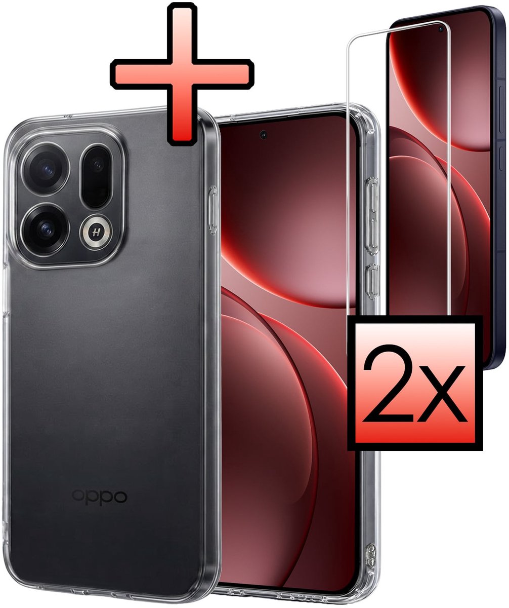 Hoesje - Met 2x Screenprotector - Geschikt voor OPPO Find X9 - Sterk & Shockproof - Back Cover - Siliconen Case - Telefoon Hoes - Transparant