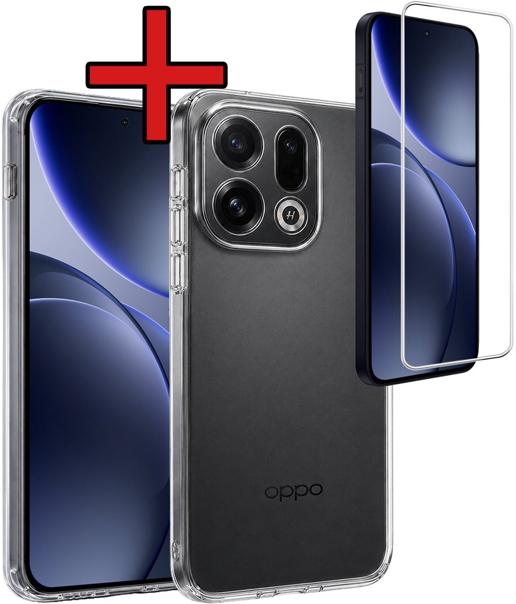 Hoesje - Met Screenprotector - Geschikt voor OPPO Find X9 - Sterk & Shockproof - Telefoon Hoes - Back Cover - Siliconen Case - Telefoonhoes - Transparant