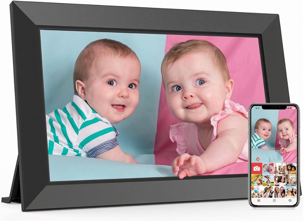 SNJY® Digitale Fotolijst - Digitaal Fotolijstje - Digitaal Fotokader - Touchscreen - 10,1 Inch/25,6 cm - Zwart