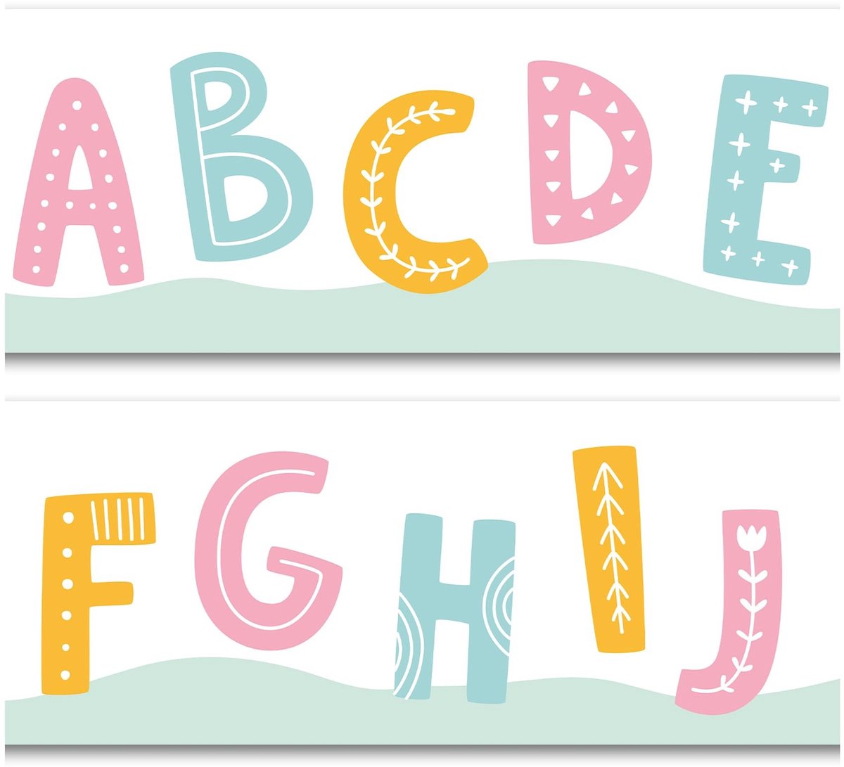 Elzusha - Zelfklevende Muurrand Alphabet 15x200cm voor Kinderkamers