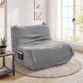Puluomis Zitzak sofa - Fauteuil met Poef - Flueel Fleece - 30D spons - 90x100x69cm - Grijs