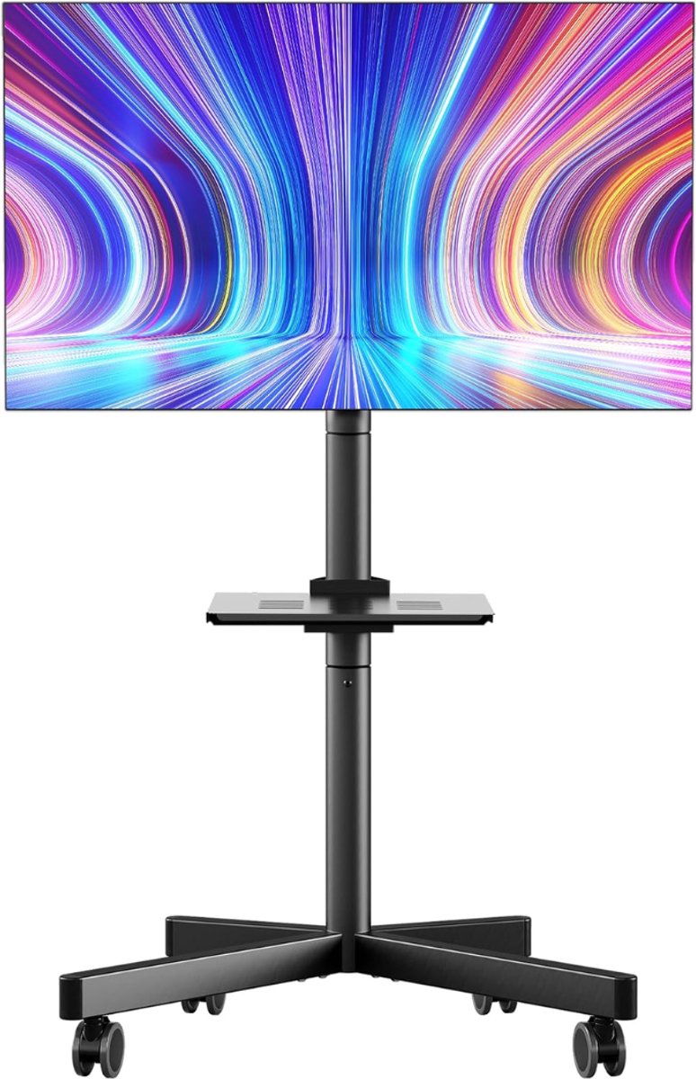 SNJY® TV Standaard Verrijdbaar - TV Standaard op Wielen - TV Voet - Voor 23 tot 60 Inch TV's - Tot 40KG - Verstelbaar - Zwart