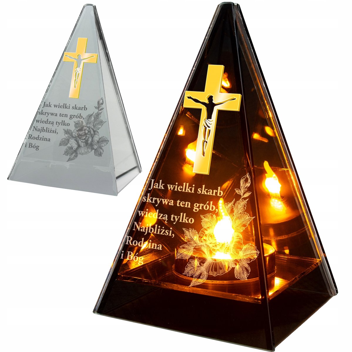 LED Graf Lampion met Vlameffect - Religieus Graflicht 20cm