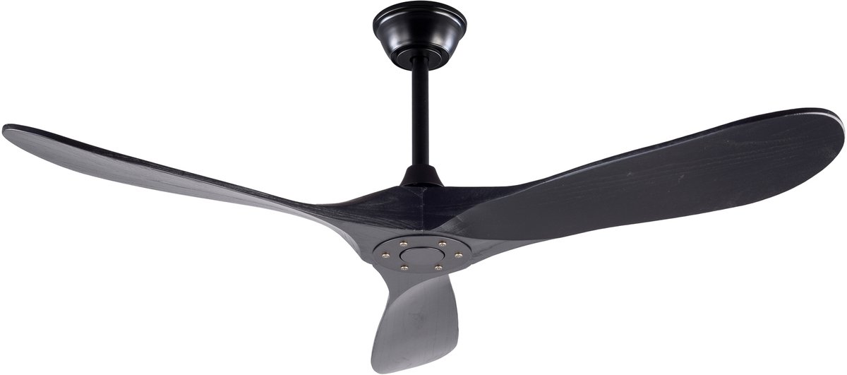 COVREO Plafondventilator 132 cm zwart, 3 bladen houtlook, zonder verlichting