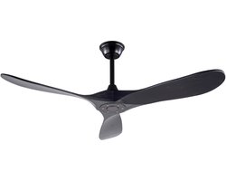COVREO Plafondventilator 132 cm zwart, 3 bladen houtlook, zonder verlichting