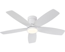 COVREO Plafondventilator met verlichting 106 cm wit naturel hout, 6 snelheden