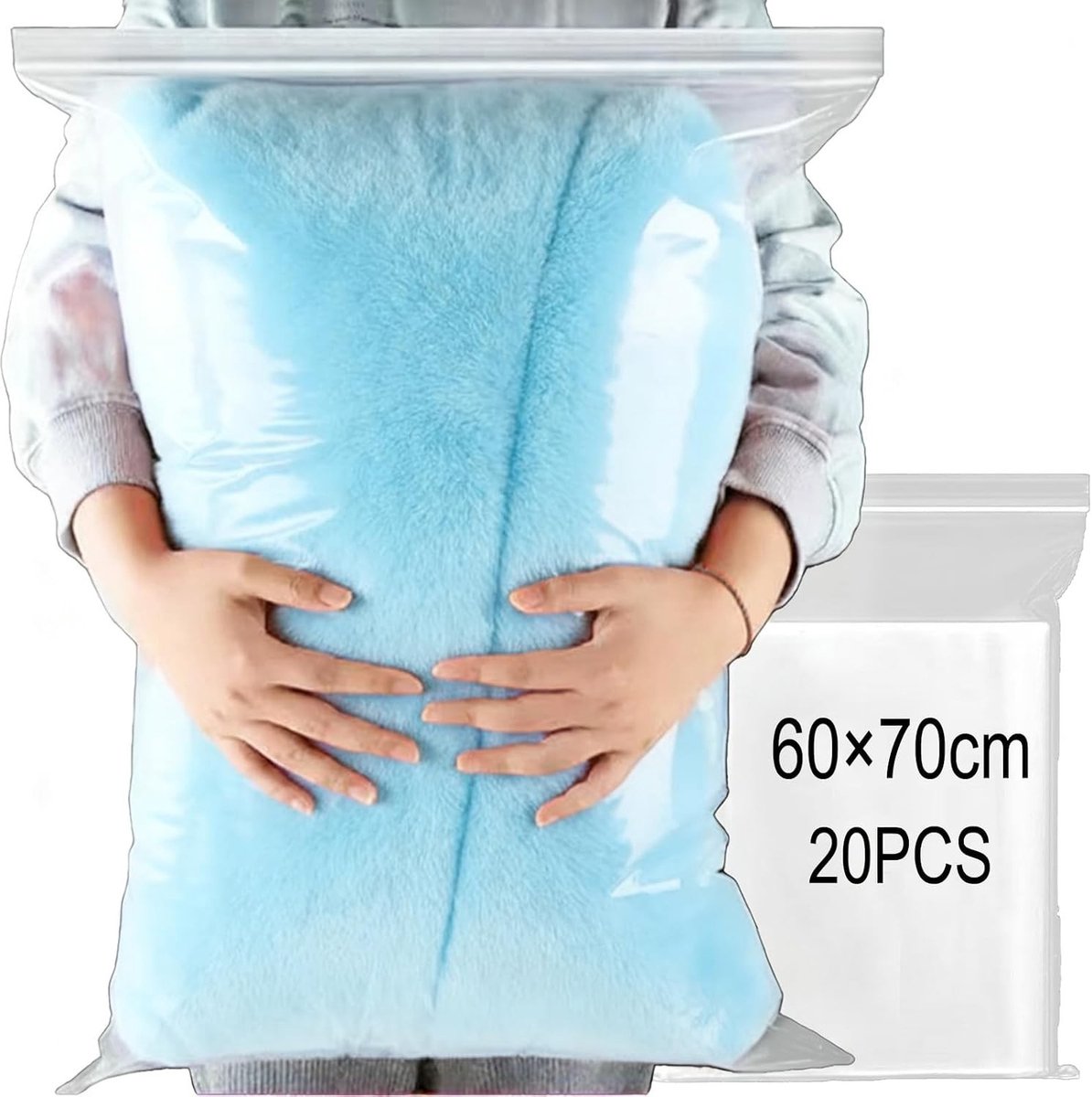Kleding Opbergzakken - Reis Tassen - Ruimte Besparen - Waterdicht en Stevig - 60x70 cm - Transparant