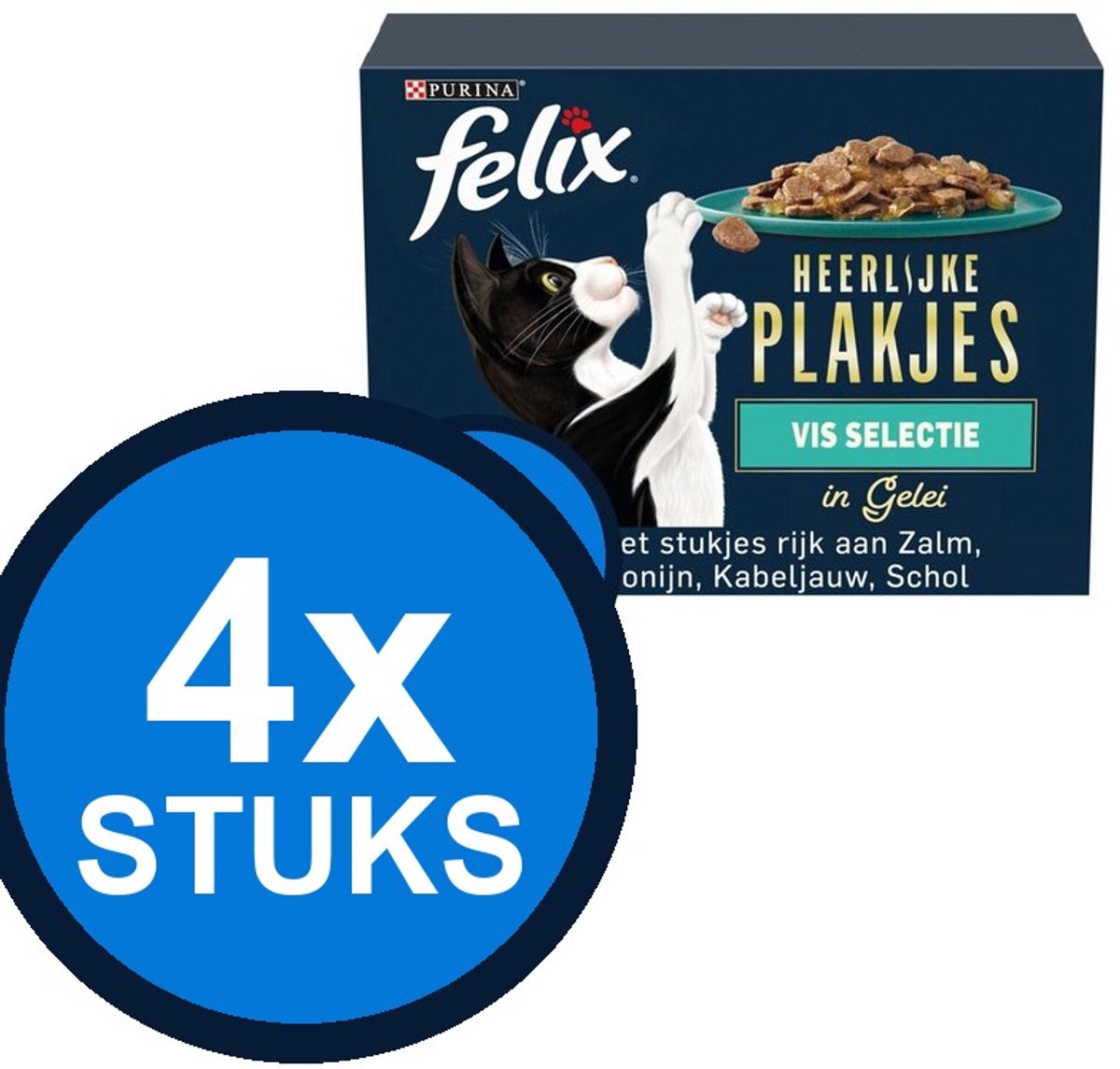 Felix Felix - Heerlijke Plakjes In Gelei Vis Selectie Multipack - Kattenvoer Natvoer - 960 g