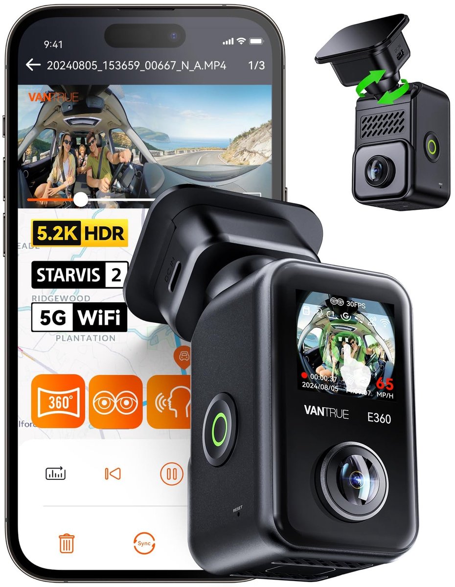 SolidKeus - Dual Channel 5.2K Dashcam met Nachtzicht en GPS