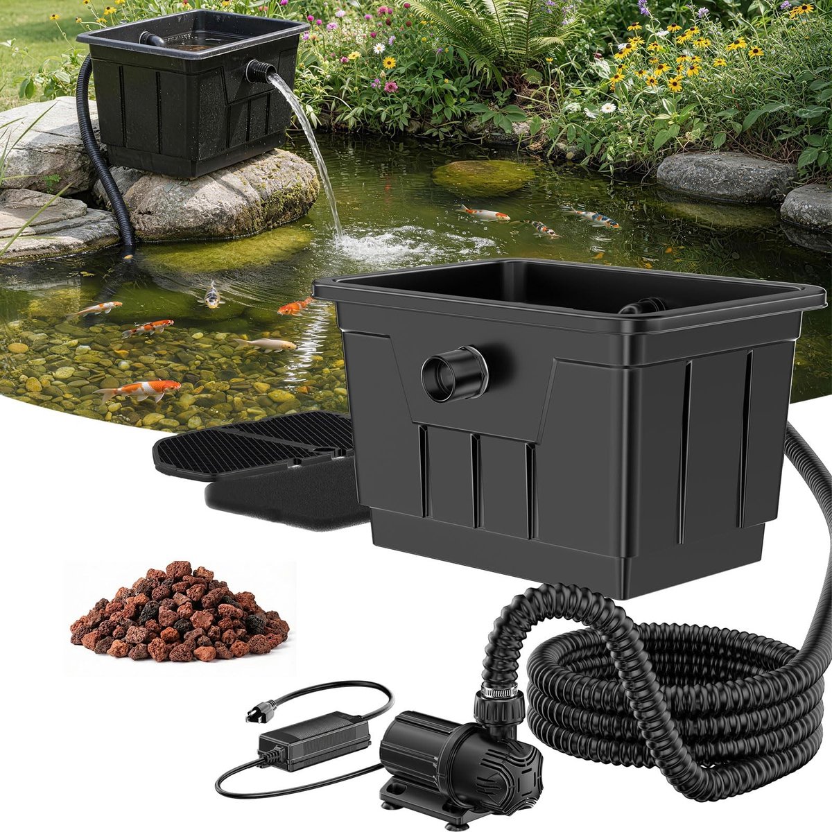 SolidKeus - Grote Vijverfilterset met Stille Waterpomp en Complete Accessoires