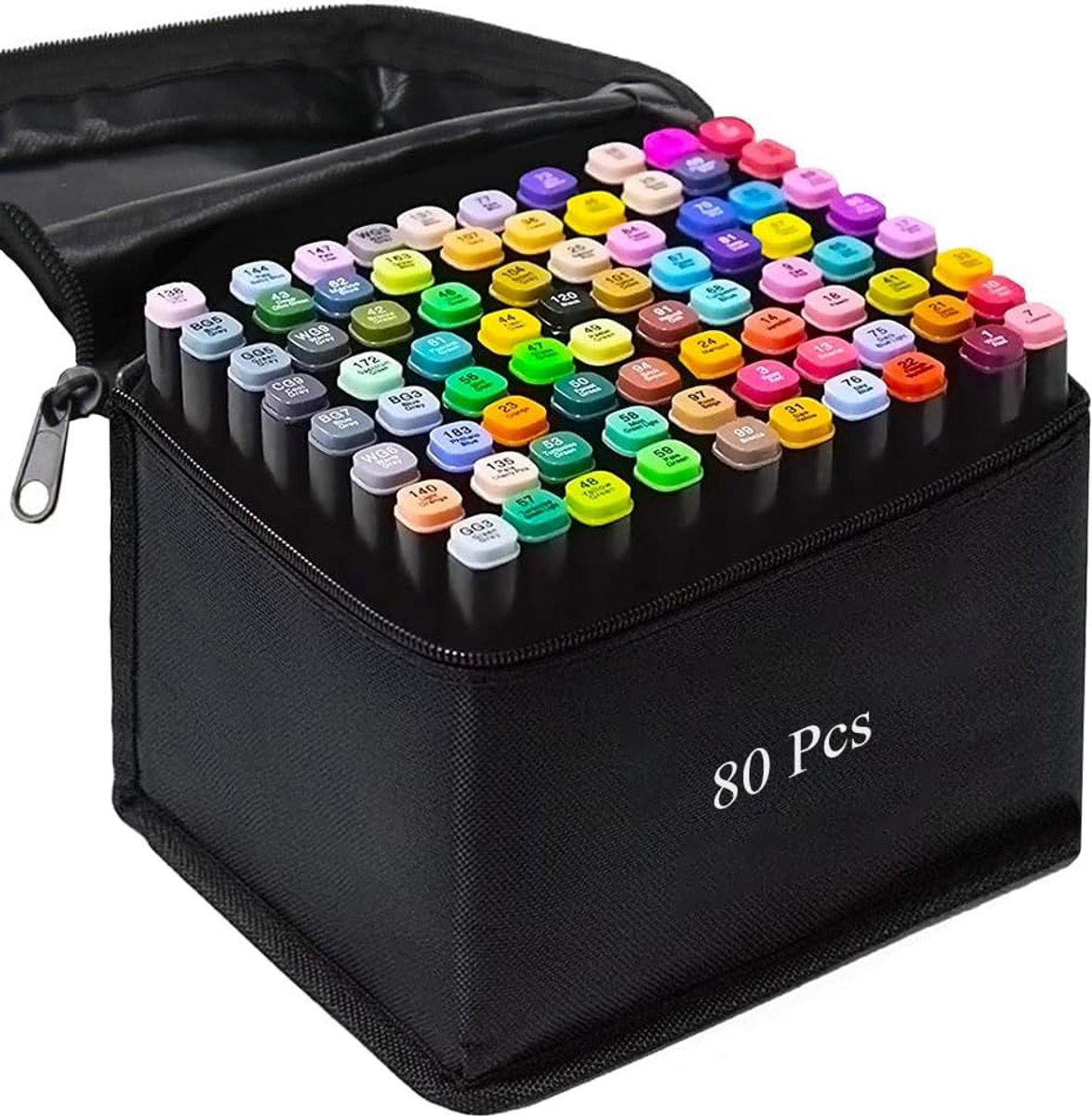 Markerpennen - Tekenmarkerset - Voor kinderen en volwassenen - Markers met twee uiteinden - Inclusief opbergdoos - 80 kleuren