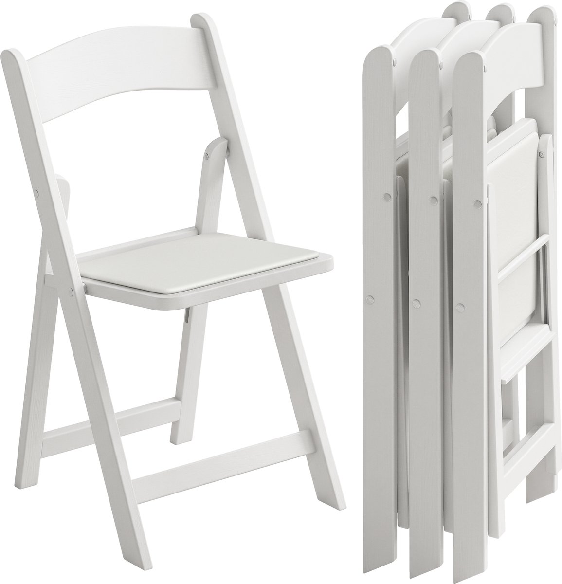 Opvouwbare Tuinstoel met Houten Frame, Set van 4, Moderne Stoel voor Keuken, Kantoor, Feestjes, Keukenstoel