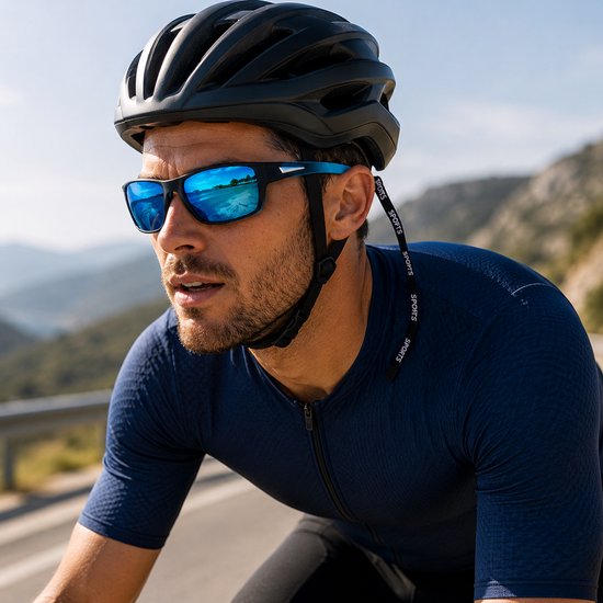 Gepolariseerde Zonnebril met valkoord - Blauw - Wandelen - Wielrennen - Sport van Merkloos — afbeelding 4