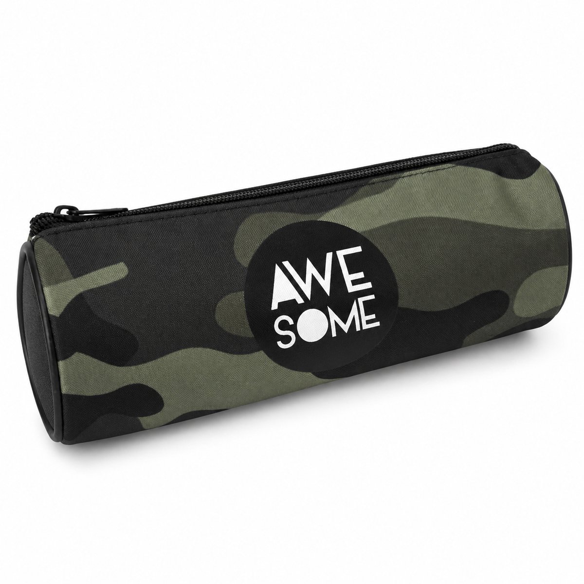 Benza - Etui Camouflage – 23 × 8 × 8 cm – Rond Pennenetui met Ritssluiting – Polyester