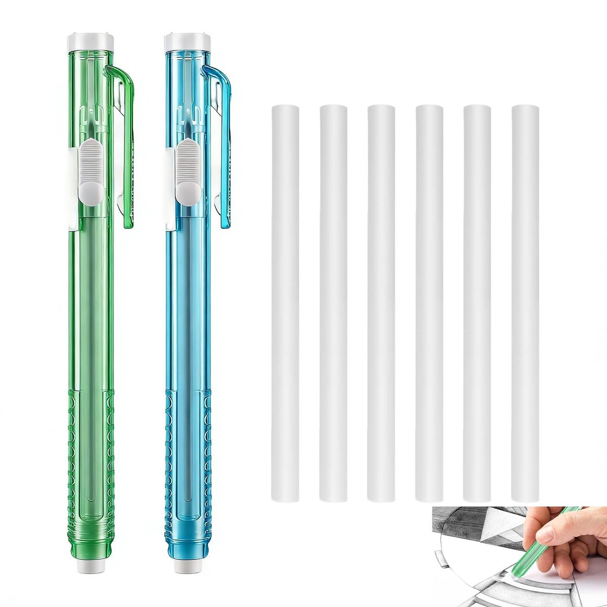 SolidKeus - Set van 2 Mechanische Intrekbare Gummen met Navullingen