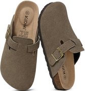 Unisex clogs – Koe suède – Comfort slippers – Houten clogs – Hickory - 38- Geschikt voor een voetlengte van 23,5 cm