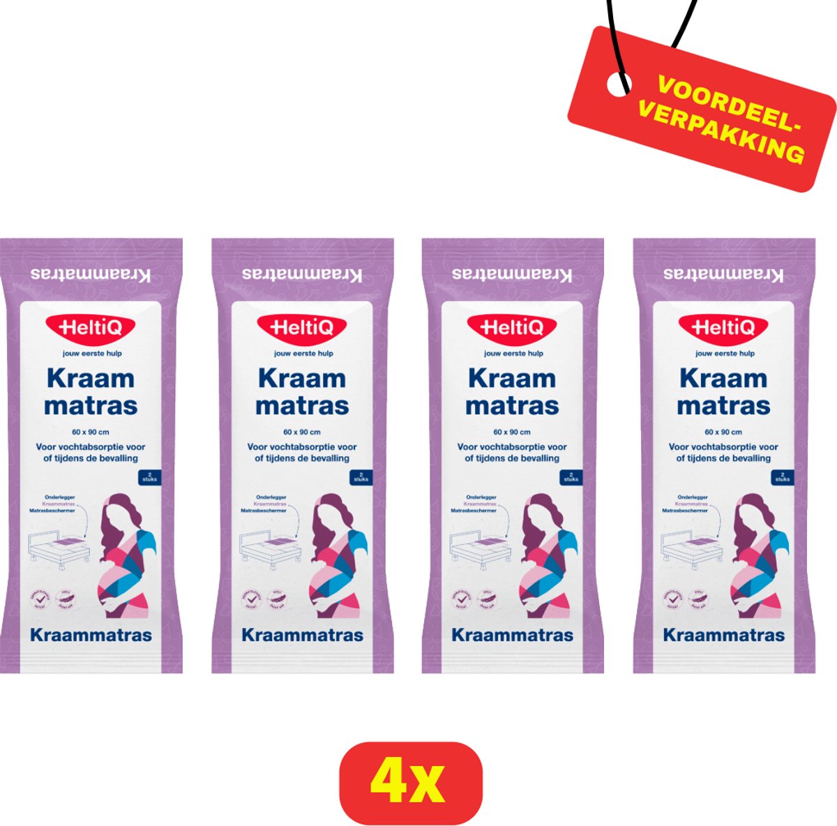 Heltiq Kraammatras - 60x90cm - 4 stuks - Voordeelverpakking
