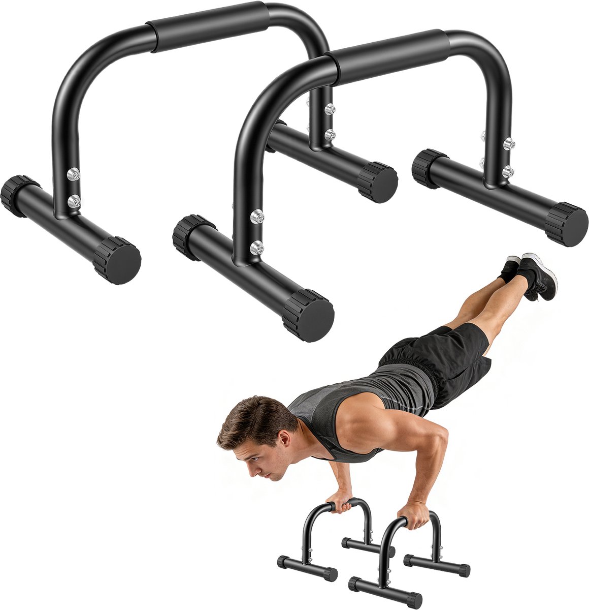 Opdruksteunen van metaal - Push Up Bars & Dip Steunen - Stabiele Parallettes voor Calisthenics, Thuis Fitness Krachttraining, Anti-slip voetjes, Eenvoudig te monteren