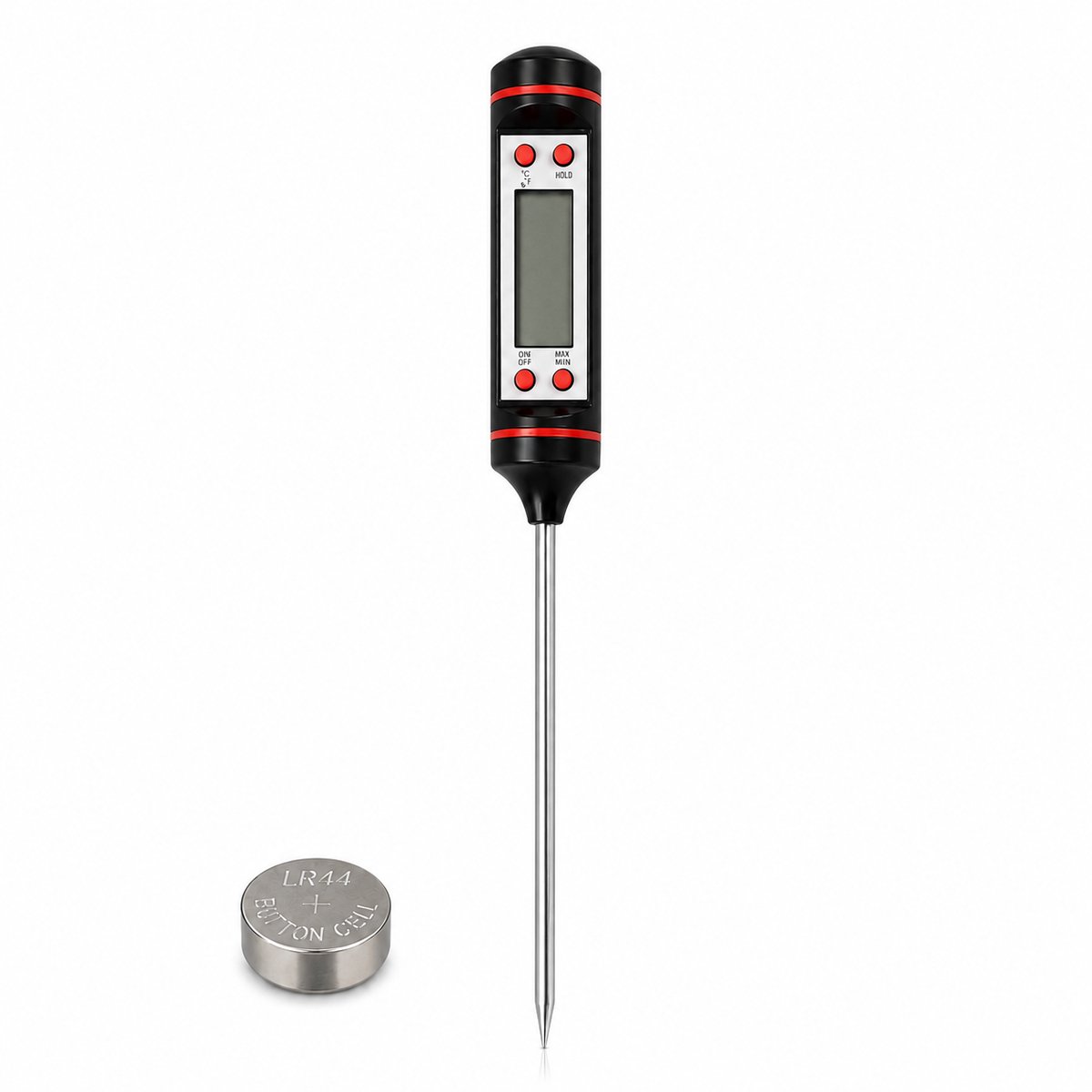 Digitale Vleesthermometer - Keukenthermometer met RVS Sonde - -50 tot 300°C - HOLD & MAX/MIN - BBQ & Voedselthermometer - Zwart